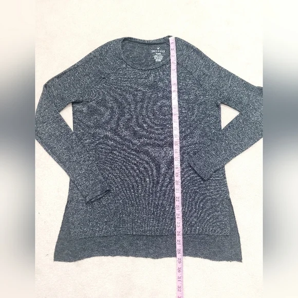 American Eagle Soft & Sexy Plush Long Sleeve Oversized Tunic Top XS Heather Gray - Picture 9 of 12